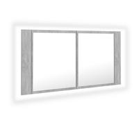 Vidaxl Armoire De Salle De Bain À Miroir À Led Gris Béton 90x12x45 Cm Gris