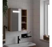 vidaXL Armoire de salle de bain à miroir avec LED chêne 45x13x52 cm