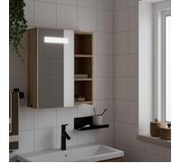 vidaXL Armoire de salle de bain à miroir avec LED Chêne 45x13x52 cm