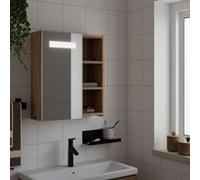 vidaXL Armoire de salle de bain à miroir avec LED chêne 45x13x52 cm, armoire de toilette avec miroir, armoire murale avec 357968 Marron G
