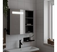 vidaXL Armoire de salle de bain à miroir avec LED noir 60x13x52 cm
