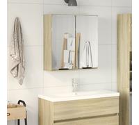 Vidaxl Armoire De Salle De Bain À Miroir Chêne Sonoma Bois Ingénierie Marron