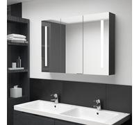 Vidaxl Armoire De Salle De Bain À Miroir Led 89x14x62 Cm Noir Brillant Noir