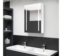 vidaXL Armoire de salle de bain à miroir LED Blanc brillant 50x13x70cm