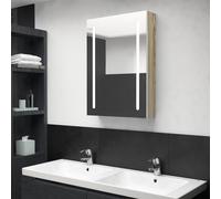 vidaXL Armoire de salle de bain à miroir LED blanc et chêne 50x13x70cm