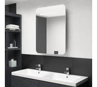 vidaXL Armoire de salle de bain à miroir LED blanc et chêne 60x11x80cm