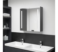 vidaXL Armoire de salle de bain à miroir LED Gris 62x14x60 cm