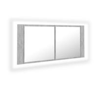 Vidaxl Armoire De Salle De Bain À Miroir Led Gris Béton 100x12x45 Cm