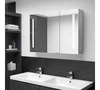 Vidaxl Armoire De Salle De Bain À Miroir Led Gris Béton 89x14x62 Cm Gris