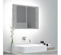 vidaXL Armoire de salle de bain à miroir LED 804960 Gris béton Acrylique 60x12x45 cm