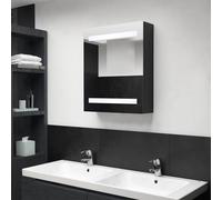 Armoire de salle de bain à miroir LED gris brillant 50x13x70 cm