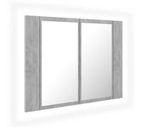 vidaXL Armoire de Salle de Bain à Miroir LED, Meuble de Rangement, Armoire de Toilette, Organisateur de Maison Intérieur, Gris Béton Acrylique