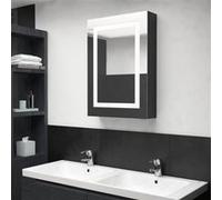 Vidaxl Armoire De Salle De Bain À Miroir Led Noir Brillant 50x13x70 Cm Noir