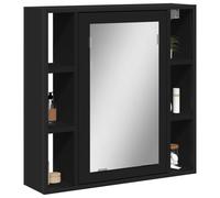 Vidaxl Armoire De Salle De Bain À Miroir Noir Bois D'ingénierie Marron