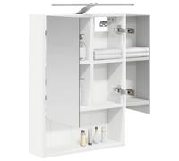 vidaXL Armoire de salle de bain avec miroir blanc, 50 x 14,5 x 70 cm, bois d'ingénierie, récipient de salle de bain, design rectangulaire, caractéristiques modernes, luminaires élégants, solutions