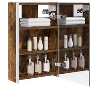 vidaXL Armoire de salle de bain avec miroir en chêne fumé, 33 x 11,5 x 50 cm, rectangulaire, design moderne avec des solutions optimisées pour les petits espaces, organisation élégante et