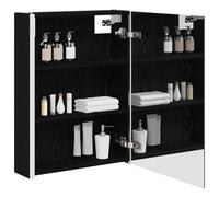 vidaXL Armoire de salle de bain avec miroir en chêne noir, 53,5 x 15,5 x 70 cm, rectangulaire, design moderne avec des solutions optimisées pour les petits espaces, organisation élégante et