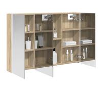 vidaXL Armoire de salle de bain avec miroir en chêne Sonoma, 103,5 x 15,5 x 70 cm, rectangulaire, design moderne avec des solutions optimisées pour les petits espaces, organisation élégante et