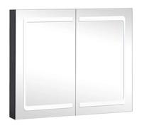 vidaXL Armoire de salle de bain avec miroir et LED Toilettes Meuble de rangement Étagère pour lavabo robuste 80 x 12,2 x 68 cm