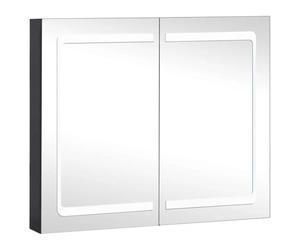 vidaXL Armoire de salle de bain avec miroir et LED Toilettes Meuble de rangement Étagère pour lavabo robuste 80 x 12,2 x 68 cm