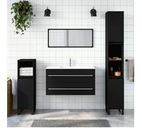 vidaXL Armoire de salle de bain avec miroir noir bois d'ingénierie 833880