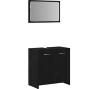 vidaXL Armoire de salle de bain avec miroir Noir imitation chêne Matériau dérivé du bois