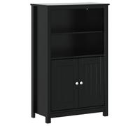 vidaXL Armoire de salle de bain - 2 portes, 4 étagères - Moderne, Noir pin massif