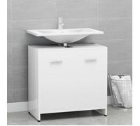 Armoire de Salle de Bain, Meuble de Rangement avec Compartiment et Porte, Armoire de Toilette avec Poignée, Blanc Bois d'Ingénierie