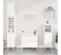 Armoire De Salle De Bain Blanche 65x33x60 Cm, Fixation Murale, 2 Tiroirs, 1 Porte, Réversible Blanc
