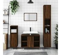 vidaXL Armoire de salle de bain Colonne – 2 compartiments, étagère – Chêne marron bois d'ingénierie