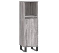 vidaXL Armoire de Salle de Bain, Colonne avec 2 Compartiments et Étagère, Meuble de Rangement avec Pieds Toilette, Moderne, Sonoma Gris Bois d'Ingénierie