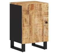 vidaXL Armoire de Salle de Bain, Colonne avec 2 Compartiments et Porte, Meuble avec Rangement de Toilette Intérieur, Marron Bois Massif de Manguier