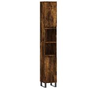 vidaXL Armoire de Salle de Bain, Colonne avec 4 Compartiments et 2 Étagères, Meuble de Rangement avec Pieds Toilette, Moderne, Chêne Fumé Bois d'Ingénierie