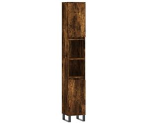 vidaXL Armoire de Salle de Bain, Colonne avec 4 Compartiments et 2 Étagères, Meuble de Rangement avec Pieds Toilette, Moderne, Chêne Fumé Bois d'Ingénierie