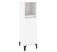 vidaXL Armoire de Salle de Bain, Colonne avec Compartiment et Pieds, Meuble de Rangement Toilette Maison, Industriel, Blanc Bois d'Ingénierie