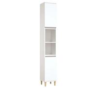 vidaXL Armoire de salle de bain Colonne de rangement 6 compartiments 2 portes Blanc bois d'ingénierie