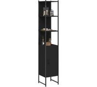 Vidaxl Armoire De Salle De Bain Noir 33x33x185,5 Cm Bois D'ingénierie Multicolore