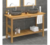 vidaXL Armoire de salle de bain et lavabos en pierre Teck massif 3096583