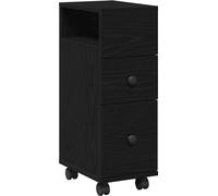 vidaXL Armoire de salle de bain étroite avec roue Chêne noir 33 x 23 x 65 cm