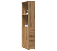 vidaXL Armoire de salle de bain étroite avec roulettes Chêne artisanal Marron G