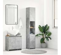 vidaXL Armoire de Salle de Bain, Meuble de Rangement avec Compartiment et Porte, Armoire de Toilette Maison Intérieur, Gris Béton Bois d’Ingénierie