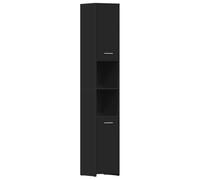 vidaXL Armoire de Salle de Bain, Meuble de Rangement avec Compartiment et Porte, Armoire de Toilette Maison Intérieur, Noir Bois d’Ingénierie
