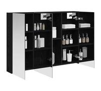 vidaXL Armoire de salle de bain miroir avec étagère en chêne noir, 100 x 14,5 x 70 cm, design rectangulaire, style moderne avec espace de rangement efficace, idéal pour les petits espaces et la