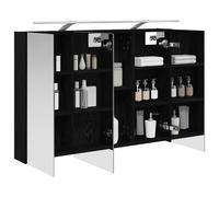 vidaXL Armoire de salle de bain miroir avec étagère en chêne noir, 100 x 14,5 x 70 cm, design rectangulaire, style moderne avec espace de rangement efficace, idéal pour les petits espaces et la