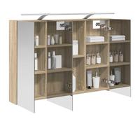 vidaXL Armoire de salle de bain miroir avec porte en chêne Sonoma 100 x 14,5 x 70 cm, design rectangulaire, style moderne avec espace de rangement efficace, idéal pour les petits espaces et la