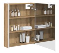 vidaXL Armoire de salle de bain miroir en chêne artisanal, 53,5 x 15,5 x 70 cm, rectangulaire, design moderne avec des solutions optimisées pour les petits espaces, organisation élégante et