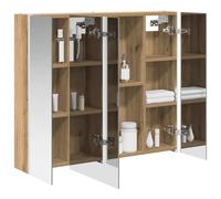 vidaXL Armoire de salle de bain miroir en chêne artisanal, 83,5 x 15,5 x 70 cm, rectangulaire, design moderne avec des solutions de stockage optimisées pour les petits espaces, organisation élégante