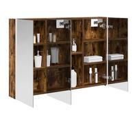 vidaXL Armoire de salle de bain miroir en chêne fumé, 103,5 x 15,5 x 70 cm, rectangulaire, design moderne avec des solutions de stockage optimisées pour les petits espaces, organisation élégante et