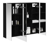 vidaXL Armoire de salle de bain miroir en chêne noir, 83,5 x 15,5 x 70 cm, rectangulaire, design moderne, avec des solutions optimisées pour les petits espaces, organisation élégante et fonctionnelle