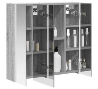 vidaXL Armoire de salle de bain miroir gris Sonoma 63,5 x 15,5 x 60,5 cm, rectangulaire, design moderne avec des solutions de stockage optimisées pour les petits espaces, organisation élégante et